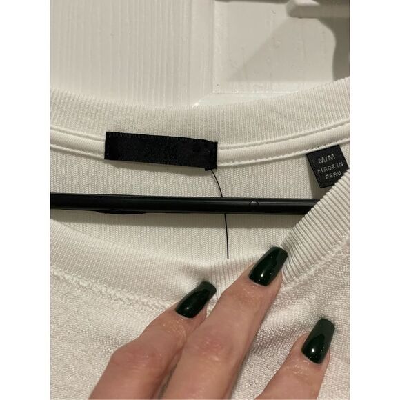 NWT ATM Anthony Thomas Melillo White Lightweight Terry Ruffle Sleeve Dress Med - Picture 7 of 12